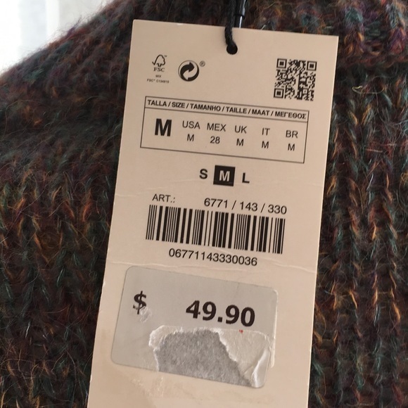 NWT ZARA knit sweater with ruffle and Pom poms - Picture 8 of 11